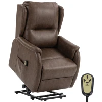 HOMCOM Power Lift Recliner Chair, Dual Motor Electric Lift Chair for Elderly with Remote Control, Brown(m-13)