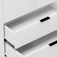 HOMCOM Armadio per camera con 2 ante soft-close, 2 cassetti e barra, 80x50x180 cm, Bianco(m-6)