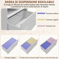 HOMCOM Mobile Archivio Laterale con Ruote e Ripiano Aperto, Ampio Cassetto, Barra Regolabile Bianco(m-5)