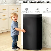 HOMCOM Sensorprullenbak 50 liter - contactloze keukenprullenbak met bewegingssensor, vingerafdrukbestendig(m-6)