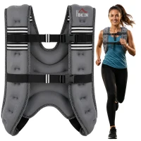 HOMCOM 10KG Weighted Vest, Running Weight Vest with Adjustable Strap, Convenient Pocket and Reflective Strips for Men and Women(m-13)
