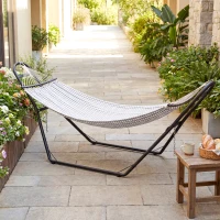 Outsunny 9ft Hammock Stand Adjustable Hammock Frame with Non-Slip Feet for Indoor Outdoor, 150 kg Capacity, Black(m-8)