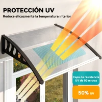 Outsunny Marquesina para Puertas y Ventanas 103x96,5 cm con Paneles de Policarbonato Regleta de Aluminio Transparente(m-4)