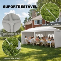 Outsunny Tenda para Festas com 4 Paredes Laterais 2 Janelas e Estrutura de Aço 585x295x255 cm Branco(m-7)