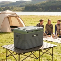 Outsunny 30L Portable Car Refrigerator - Light Green and Grey(m-9)