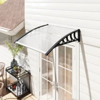 Outsunny Marquesina para Puertas y Ventanas 103x96,5 cm con Paneles de Policarbonato Regleta de Aluminio Transparente(m-8)
