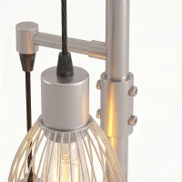 HOMCOM 170.5cm Industrial Dimmable Standing Lamp, 3-Light Floor Lamp with Steel Wire Cage Lampshades, Silver Tone(m-11)