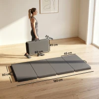 HOMCOM Saltea de Gimnastică Pliabilă, Saltea Fitness Groasă de 5 cm și Antiderapantă, 180x80x5 cm, Gri(m-3)