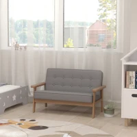 AIYAPLAY Kindersessel, Kindersofa mit Holzrahmen, Samtoptik, gepolstert, für Kinder von 3-15 Jahren Grau(m-10)