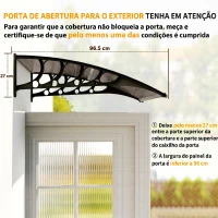 Outsunny Marquise para Portas e Janelas 103x96,5 cm Marquise com Proteção para Sol e Chuva com Painéis de Policarbonato Preto e Marrom(m-7)