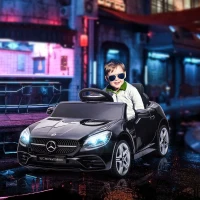 AIYAPLAY Kinder-Elektroauto, mit LED-Scheinwerfern, Sicherheitsgurt, Hupe, Musik, 3-5 km/h, schwarz, 107 x 62,5 x 44cm(m-10)