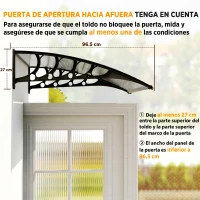 Outsunny Marquesina para Puertas y Ventanas 103x96,5 cm con Paneles de Policarbonato Regleta de Aluminio Transparente(m-7)