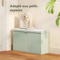 HOMCOM Banc à chaussures avec coussin d'assise rembourré et tiroir rabattable pour couloir, chambre, 80 x 26 x 47,5 cm, vert(m-4)