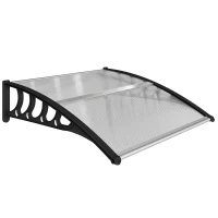 Outsunny Tettoia da Esterno in Policarbonato per Porte e Finestre, 103x96.5x27cm, Trasparente(m-1)