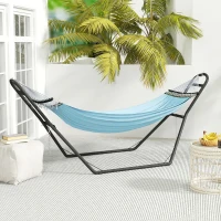 Outsunny 9ft Hammock Stand Adjustable Hammock Frame with Non-Slip Feet for Indoor Outdoor, 150 kg Capacity, Black(m-10)
