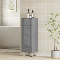 kleankin Badezimmerschrank, Badschrank, 4 Schubladen, Spanplatte, glatt, Grau(m-9)