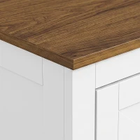 HOMCOM Meuble de salle de bain, meuble de rangement étroit avec 4 portes de grange et étagères réglables, blanc(m-10)