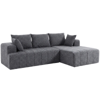 HOMCOM Sofá Esquinero 3 Plazas en L con Otomana Sofá Cama Convertible de Chenilla con Acolchado de Muelles Gris