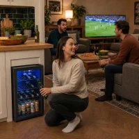 HOMCOM 24 Bottle Wine Cooler, 68 Litre Capacity, 4-16°C Freestanding Drinks Wine Fridge with Glass Door, Black(m-2)