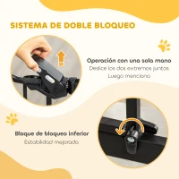 PawHut Barrera de Seguridad Ajustable con Puerta Pequeña Cierre Automático y Sistema de Doble Bloqueo 74-80x104,1 cm Negro(m-6)