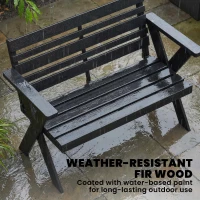 Outsunny 2 Seater Wooden Garden Bench, Slatted Patio Bench with Armrest and Backrest, Black(m-5)