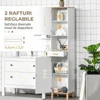Kleankin Dulap Coloana pentru Baie, Îngust Space Saver, din Lemn/MDF, cu Rafturi si Usi, Organizator Ergonomic, Alb(m-4)