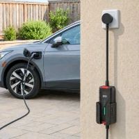 HOMCOM Chargeur Voiture Électrique Type 2 3,5kW [5m, 6/8/10/13/16A] Câble de Recharge Portable Écran LCD Retardateur Noir(m-2)