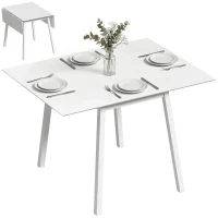HOMCOM Esstisch Klapptisch Küchentisch, 2 aufklappbare Flächen, 110 x 86 x 75 cm, Weiß(m-12)