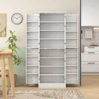 HOMCOM Armoire de cuisine buffet cuisine avec placards, étagère réglable et porte-épices, 60 x 35 x 166 cm, blanc(m-2)