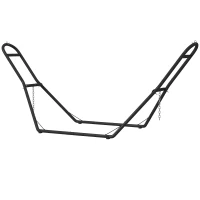 Outsunny 9ft Hammock Stand Adjustable Hammock Frame with Non-Slip Feet for Indoor Outdoor, 150 kg Capacity, Black(m-11)