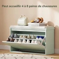 HOMCOM Banc à chaussures avec coussin d'assise rembourré et tiroir rabattable pour couloir, chambre, 80 x 26 x 47,5 cm, vert(m-5)