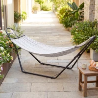 Outsunny Supporto per Amaca Regolabile e Antiscivolo con Ganci a S, in Acciaio, 278x97x112 cm Nero(m-7)