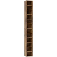 HOMCOM Rangements pour CD et DVD avec 12 compartiments, capacité max. 204 CD, 21 x 20 x 175 cm, brun rustique(m-1)