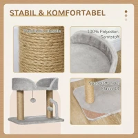 PawHut Kratzbaum, 42 cm kleiner Katzenbaum mit Jute-Kratzpfosten, Plattform, Grau(m-4)