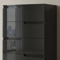 HOMCOM Cajonera 4 Cajones Moderna y Minimalista en Madera, 60x40x85 cm, Negro Brillante(m-7)