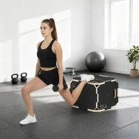 SPORTNOW Non-Slip Plyo Box, Corner-free Wooden Jump Box, 31 x 36 x 41 cm(m-14)