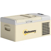 Outsunny 16L Portable Car Fridge, -20℃ to 10℃ Adjustable Temperature - Khaki/Grey(m-15)