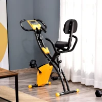 HOMCOM Cyclette Pieghevole con Resistenza Magnetica 8 Livelli, Sensore di Frequenza Cardiaca, Volano 2.5kg, Giallo(m-10)