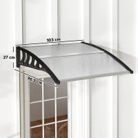 Outsunny Marquise para Portas e Janelas 103x96,5 cm com Painéis de Policarbonato e Régua de Alumínio, Transparente(m-3)