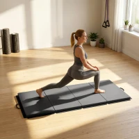 HOMCOM Saltea de Gimnastică Pliabilă, Saltea Fitness Groasă de 5 cm și Antiderapantă, 180x80x5 cm, Gri(m-9)