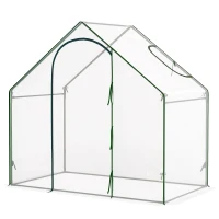 Outsunny Foliengewächshaus, begehbar, Dachfenster, aufrollbare Tür, rostfreier Metallrahmen, 180 x 100 x 168 cm, Transparent(m-11)