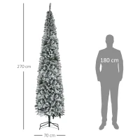 HOMCOM Brad de Crăciun Îngust 270 cm Brad Nins cu 1014 Ramuri și Suport Metalic pentru Living Verde și Alb(m-3)
