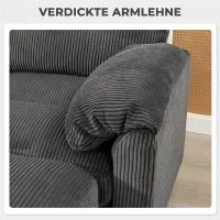 HOMCOM Ecksofa U-Form Sofa Couch mit Federpolsterung gepolsterte Armlehnen beweglicher Ottomane Cord 292x224x85 cm Dunkelgrau(m-6)