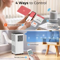 HOMCOM 7,000 BTU App-Controlled Mobile Air Conditioner, 15m² Radius - White(m-7)
