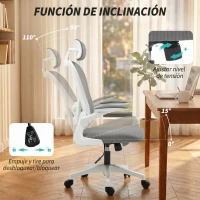 HOMCOM Silla de Escritorio de Malla Transpirable con Altura Ajustable Reposacabezas y Soporte Lumbar Ajustables Gris(m-9)
