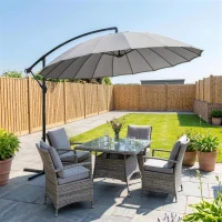 Outsunny Ombrellone Decentrato da Giardino 3x2.6 m a 18 Stecche con Base a Croce, Grigio(m-2)