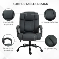 Vinsetto Bureaustoel, Ergonomische Bureaustoel, Draaisteel met Gevoerde Armleuningen, tot 220 kg belastbaar, Grijs(m-9)