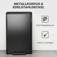 HOMCOM Keukenprullenbak 45 L Pedaalemmer met Soft-Close deksel, uitneembare binnenemmer(m-7)