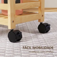 HOMCOM Carrinho de Cozinha Estreito de 3 Níveis com Rodas e Pega para Sala, Casa de Banho, Espaços Pequenos 55x20x75 cm Natural(m-6)