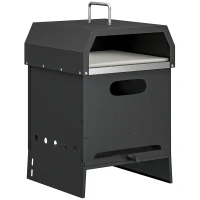 Outsunny 3-in-1 Buitenshuis Pizzaoven Houtgestookte Pizza Oven 2-laags Oven met Pizzasteen Handgrepen Pizzaschep(m-1)